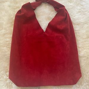 The Row Bindle bag suede red